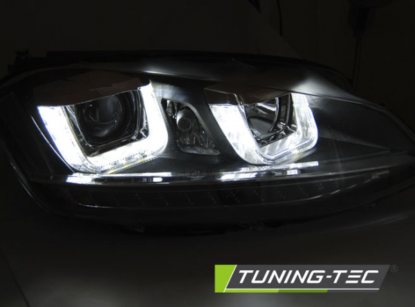 LED Tagfahrlicht Scheinwerfer für VW Golf 7 12-17 schwarz / rot mit dynamischem LED Blinker